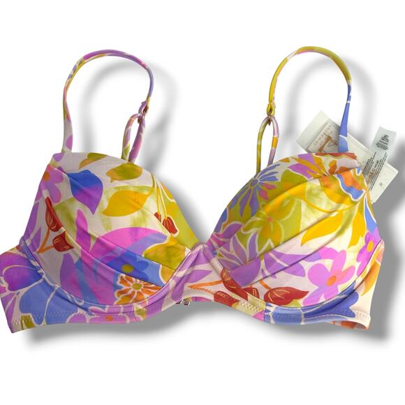NEW Raisins Bikini Top Size Small Pastel Floral Molded Cup Padded underwire NWT - Picture 1 of 9